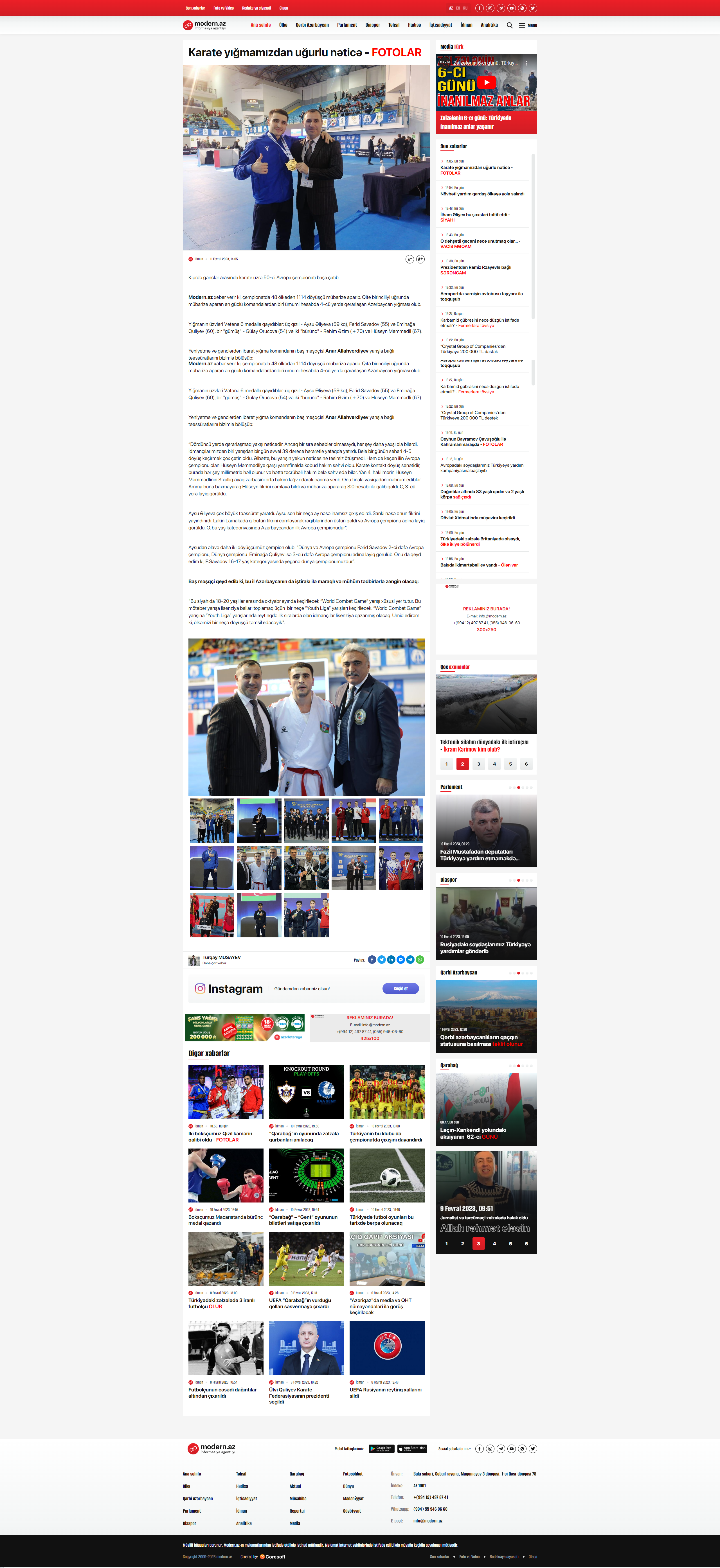 Modern.az İnformasiya Agentliyi üçün veb-sayt