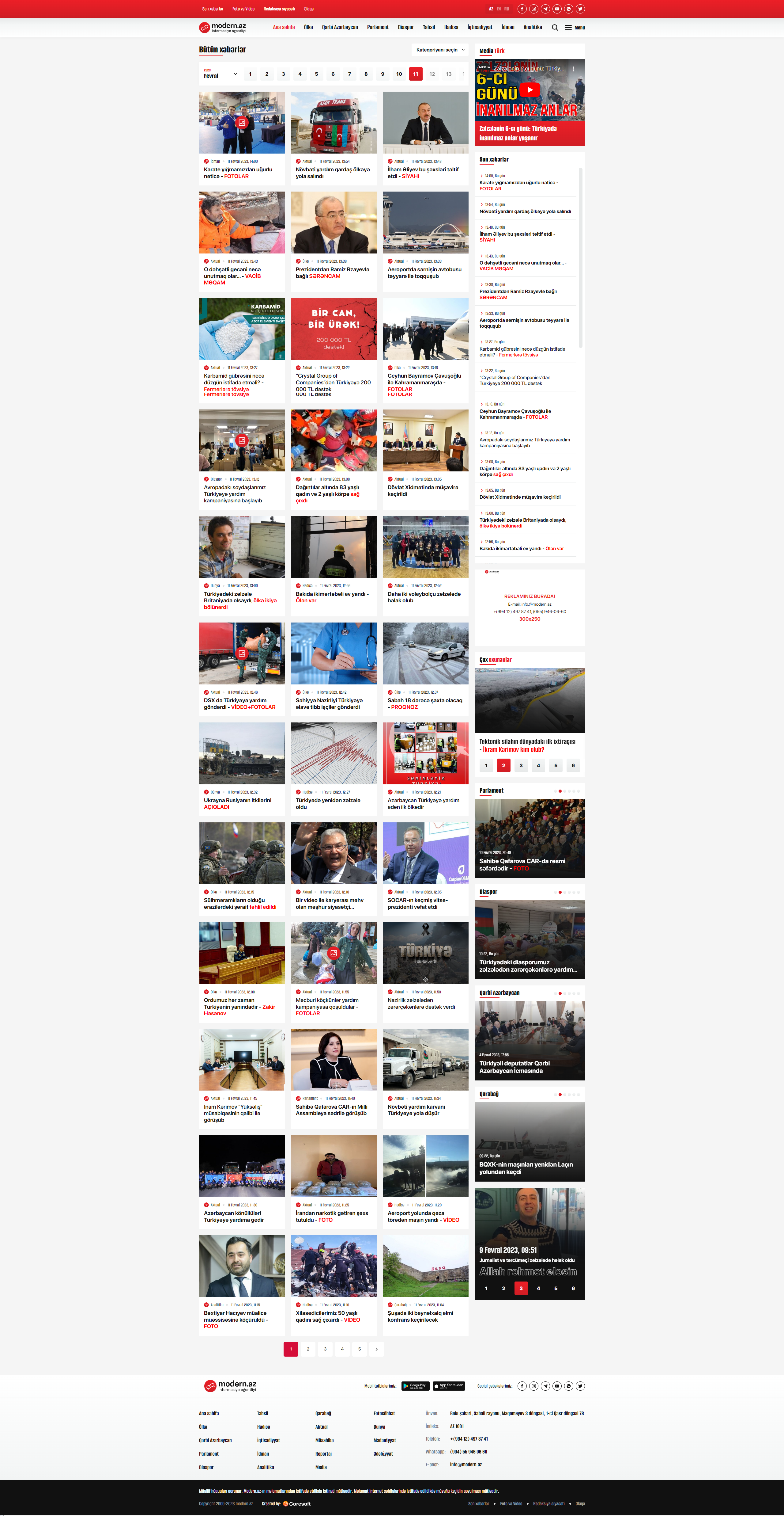 Modern.az İnformasiya Agentliyi üçün veb-sayt