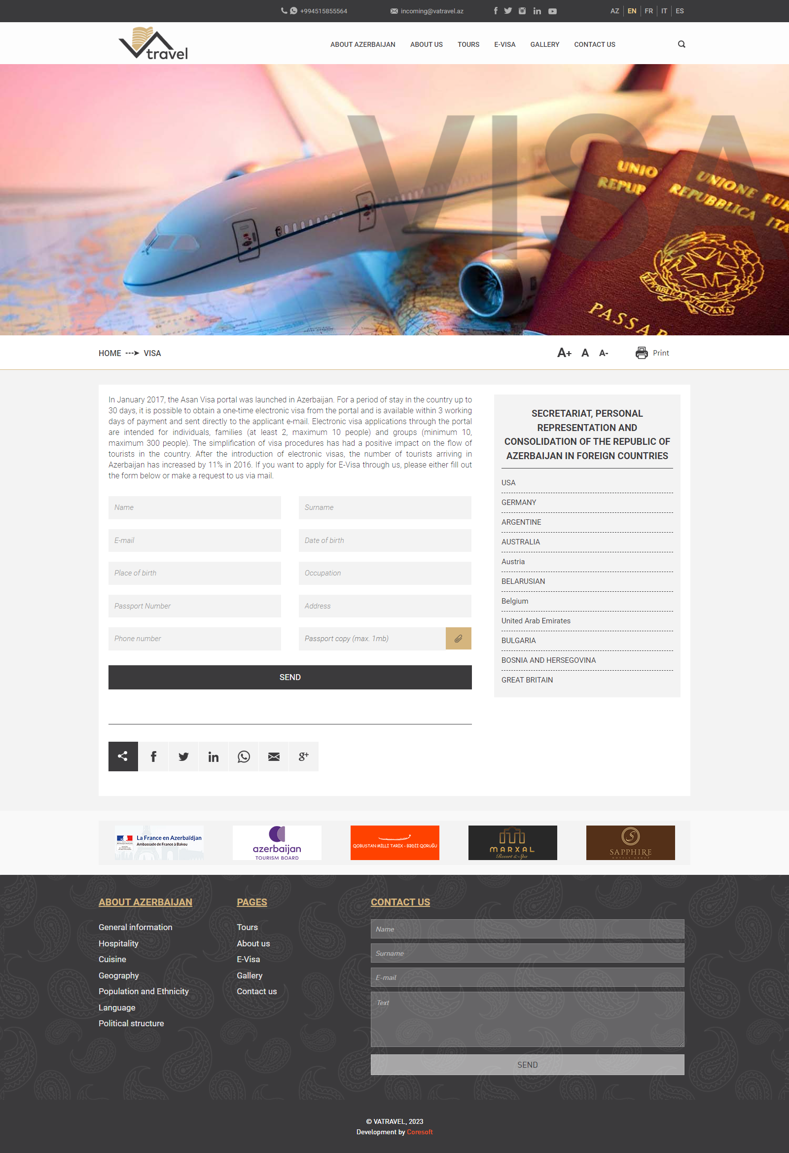 Vatravel.az üçün veb-sayt