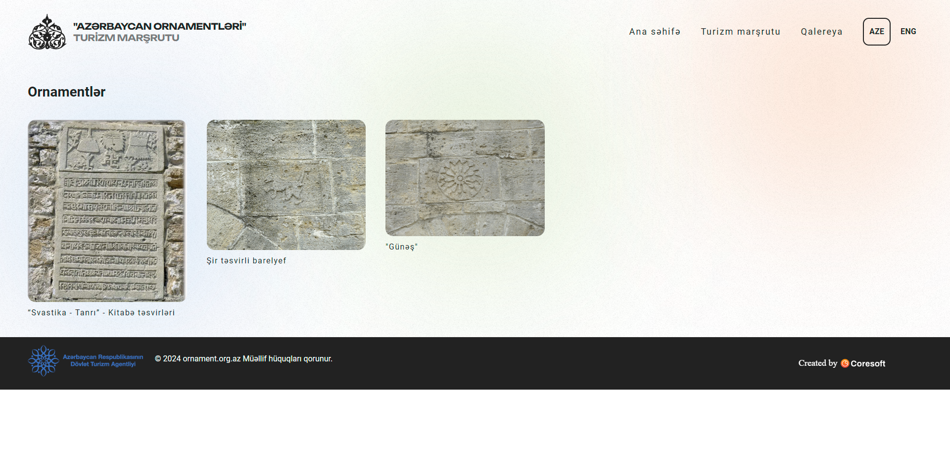 "AZƏRBAYCAN ORNAMENTLƏRİ" TURİZM MARŞRUTU üçün veb-sayt