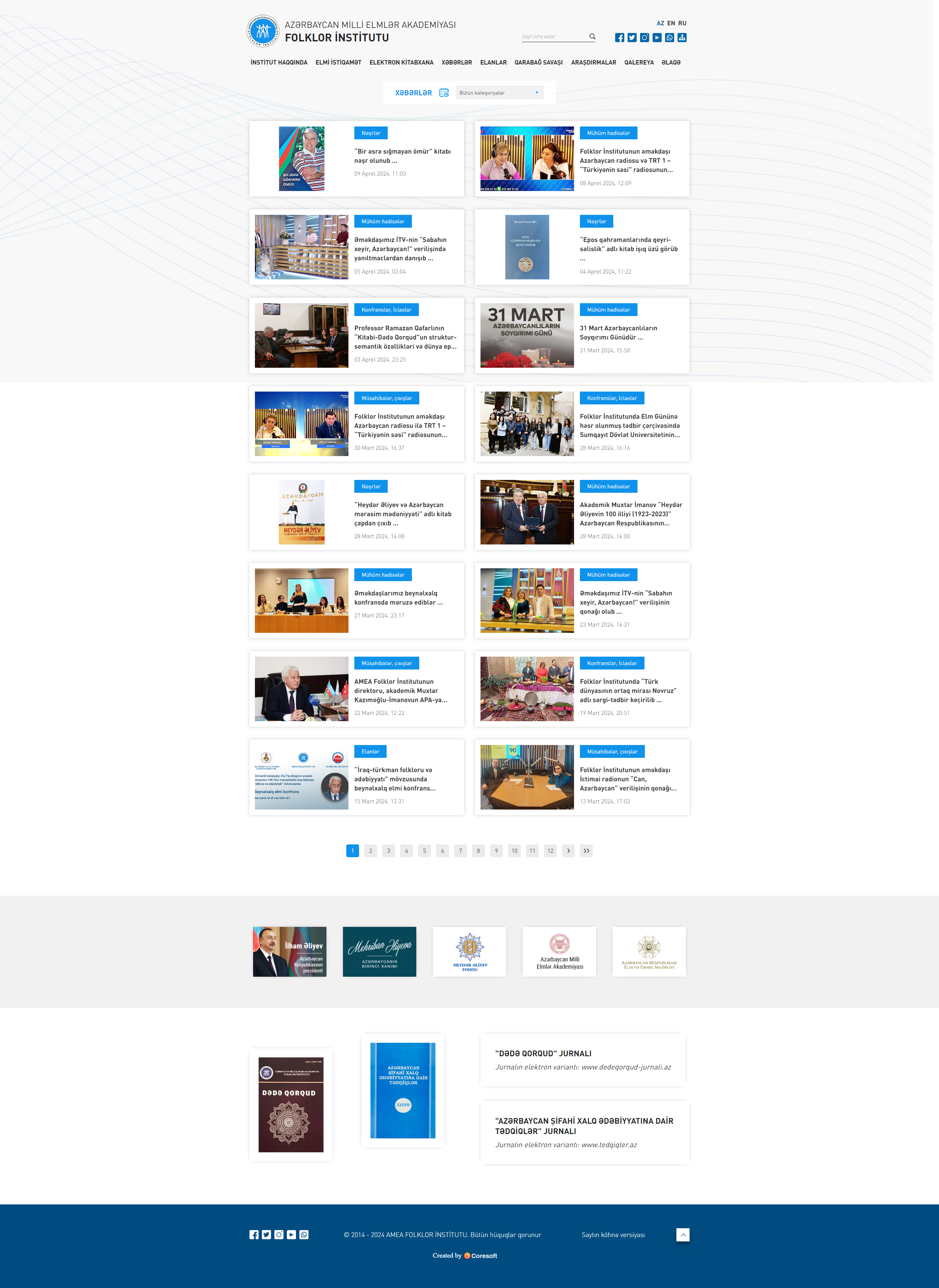 Azərbaycan Milli Elmlər Akademiyasının Folklor İnstitutu üçün veb-sayt