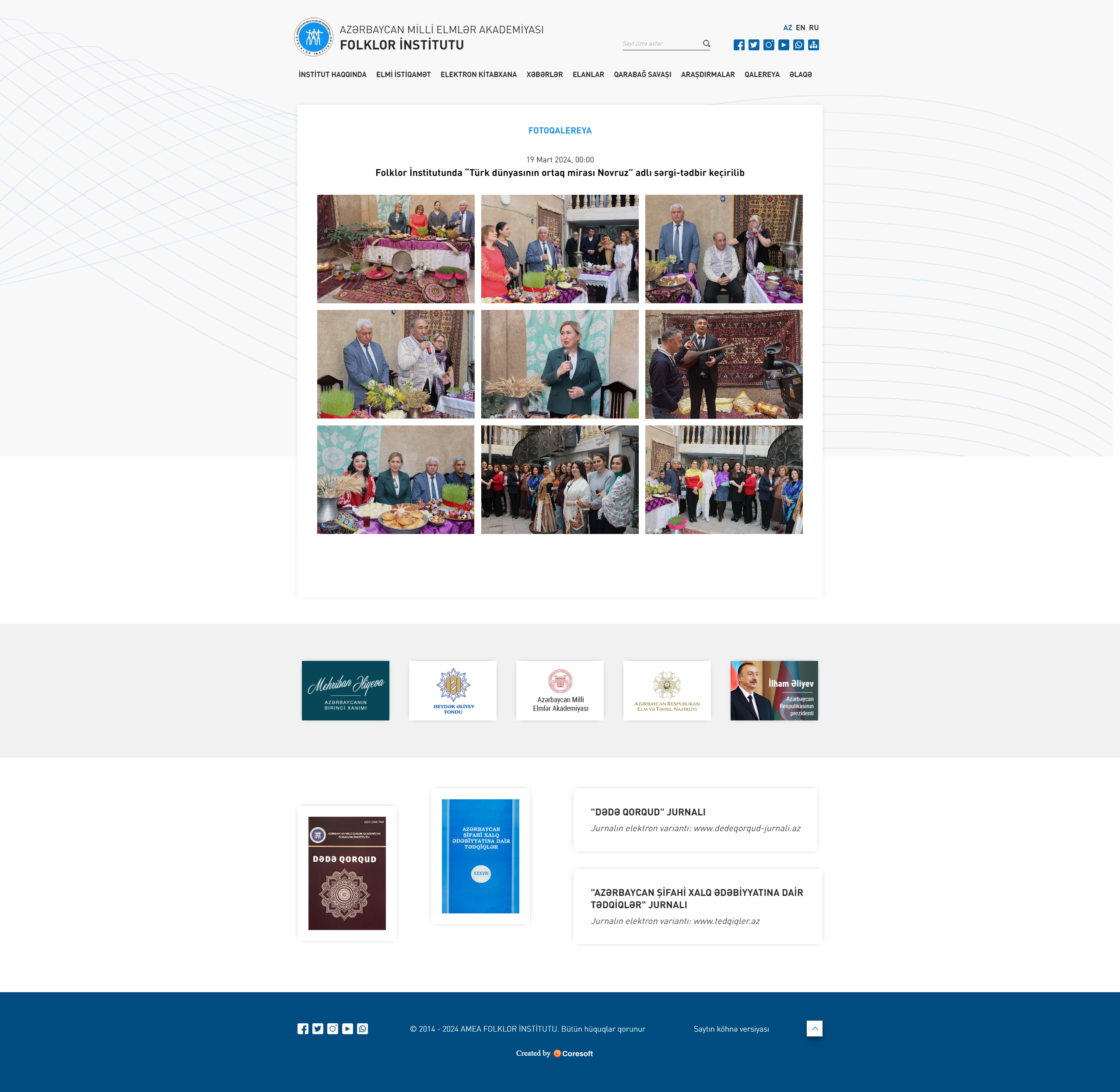 Azərbaycan Milli Elmlər Akademiyasının Folklor İnstitutu üçün veb-sayt