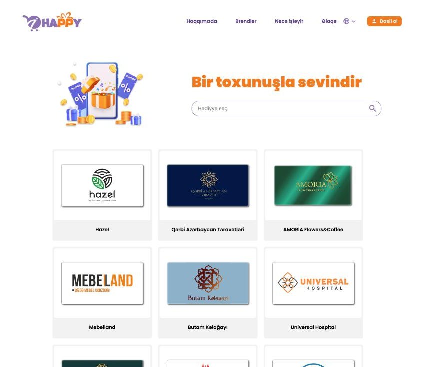 iHappy rəqəmsal hədiyyə kartları platforması